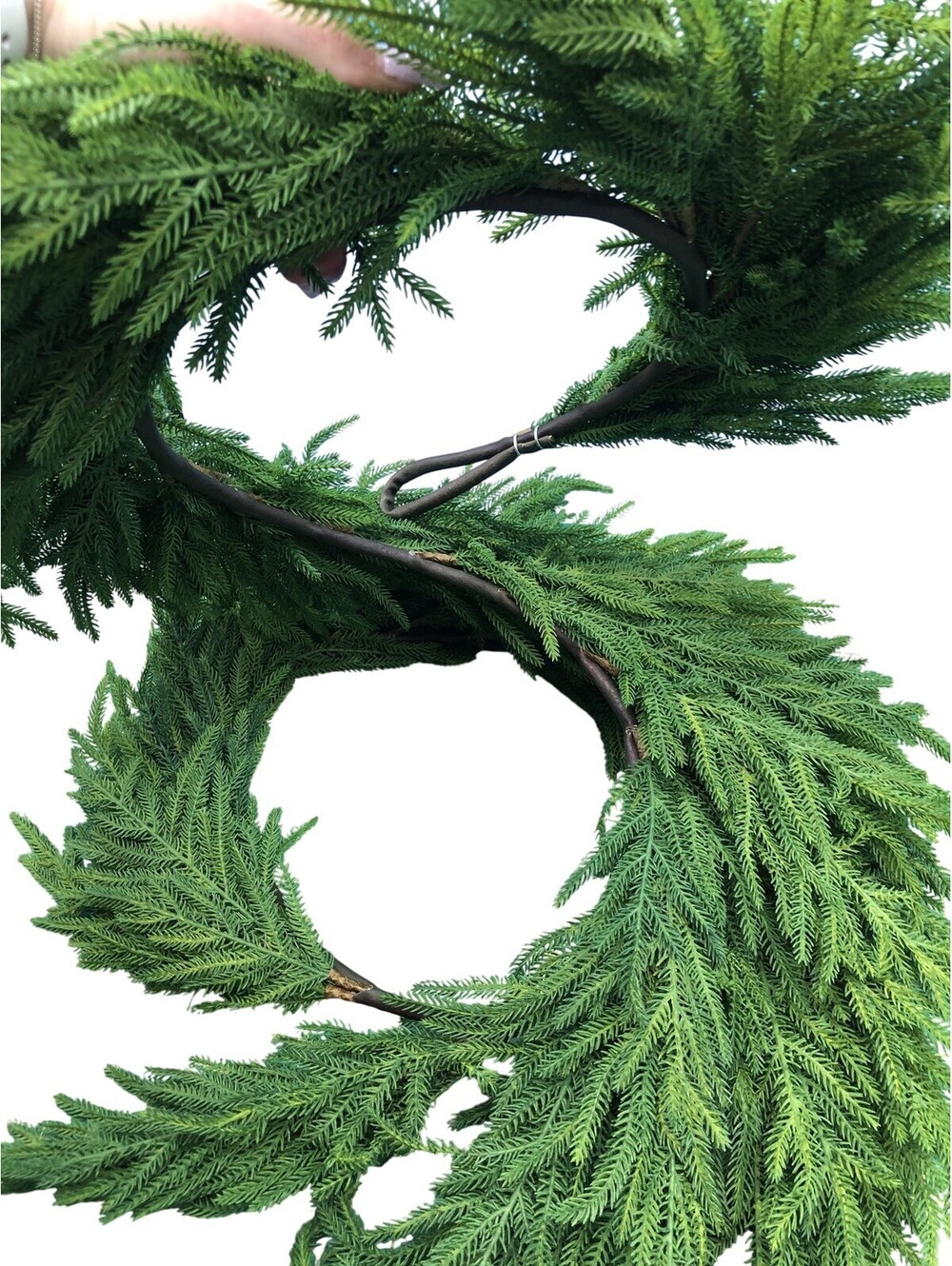 Quince Draping Real Touch Faux Norfolk Pine Garland 8 Ft Green Christmas